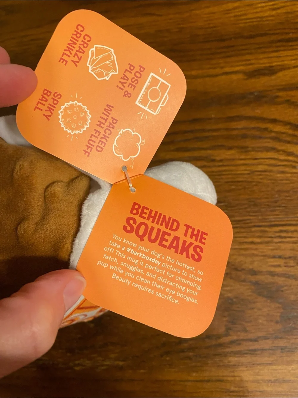 Bark BarkBox Hot Dog Mug Squeaky Plush Dog Toy Size M/L New With Tags